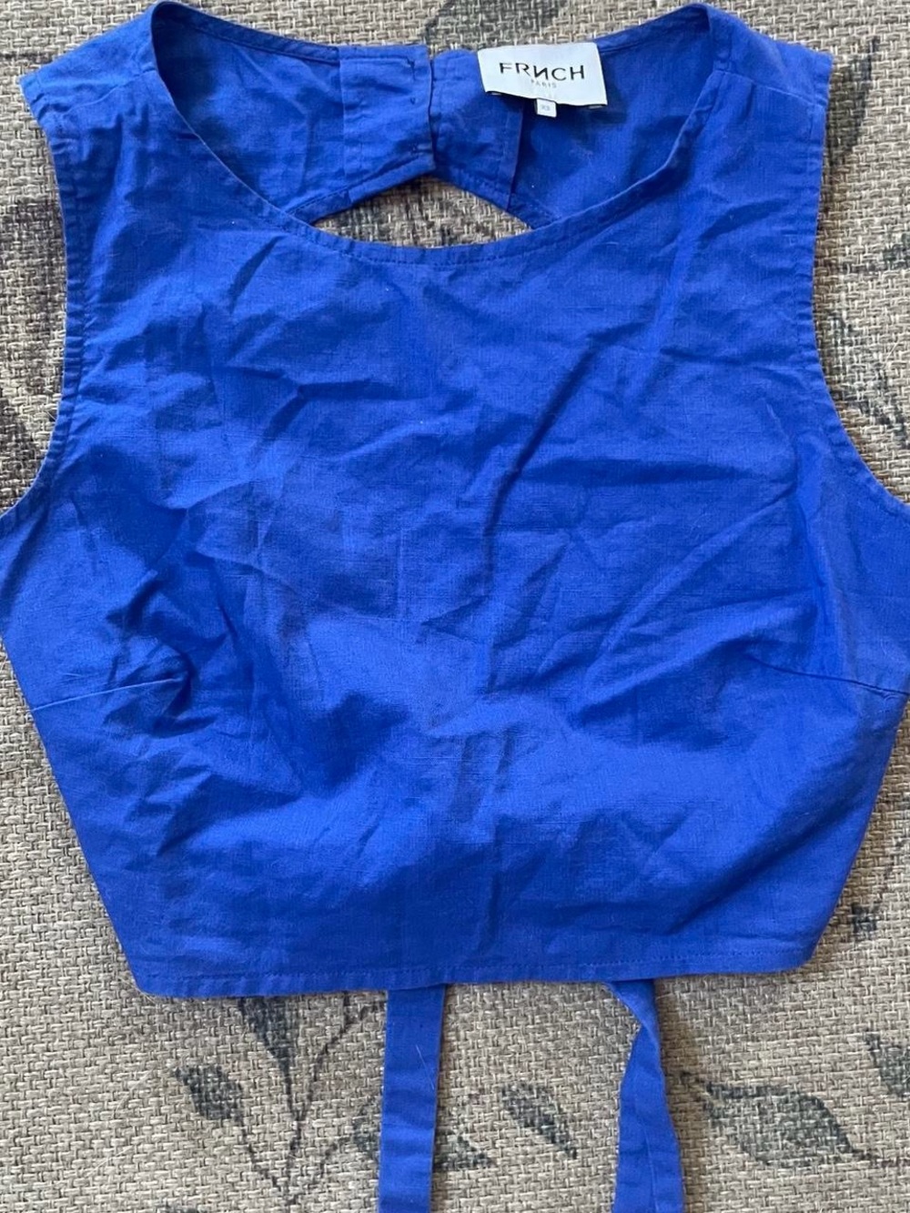 FRNCH Cobalt Blue Sleeveless Crop Top with Back Cutout